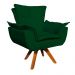 Poltrona Giratória Opala Suede Verde Base Madeira MM30 D'Rossi
