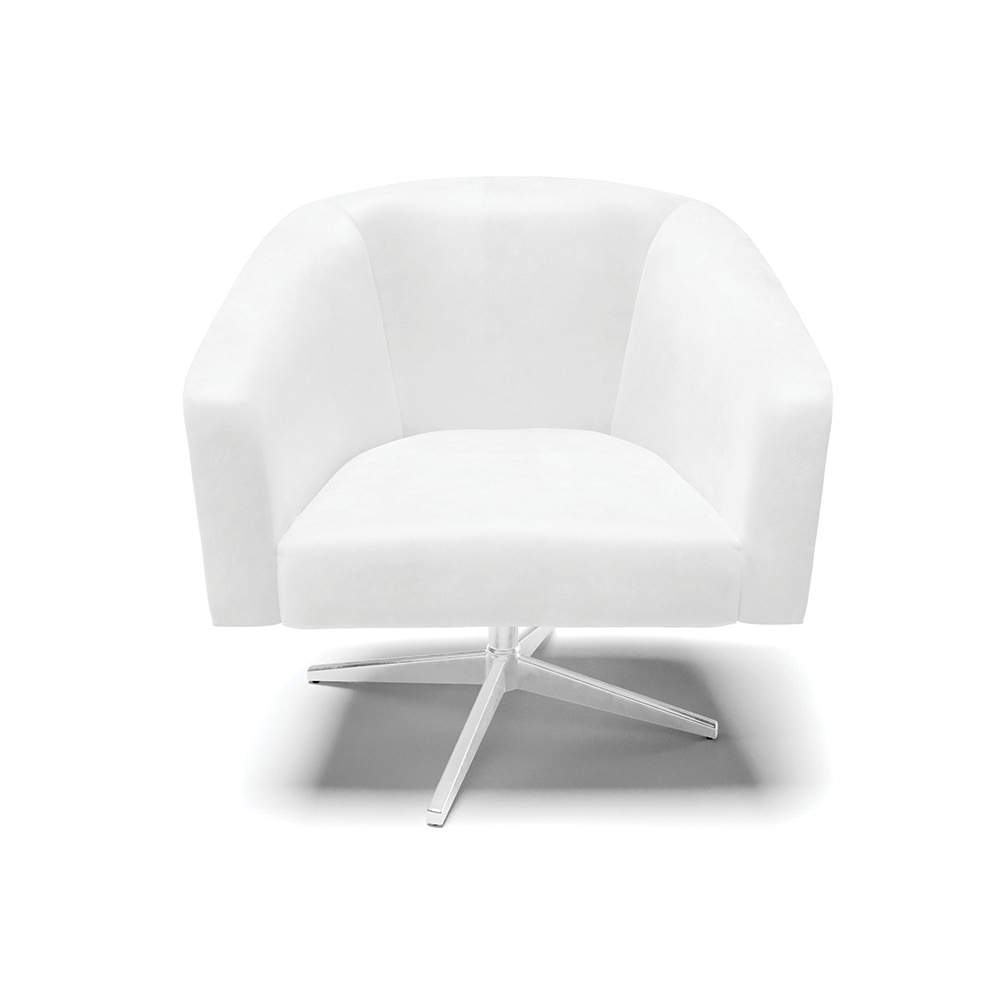 Poltrona Giratória Stella Corano Branco Base Cromada - D'Rossi