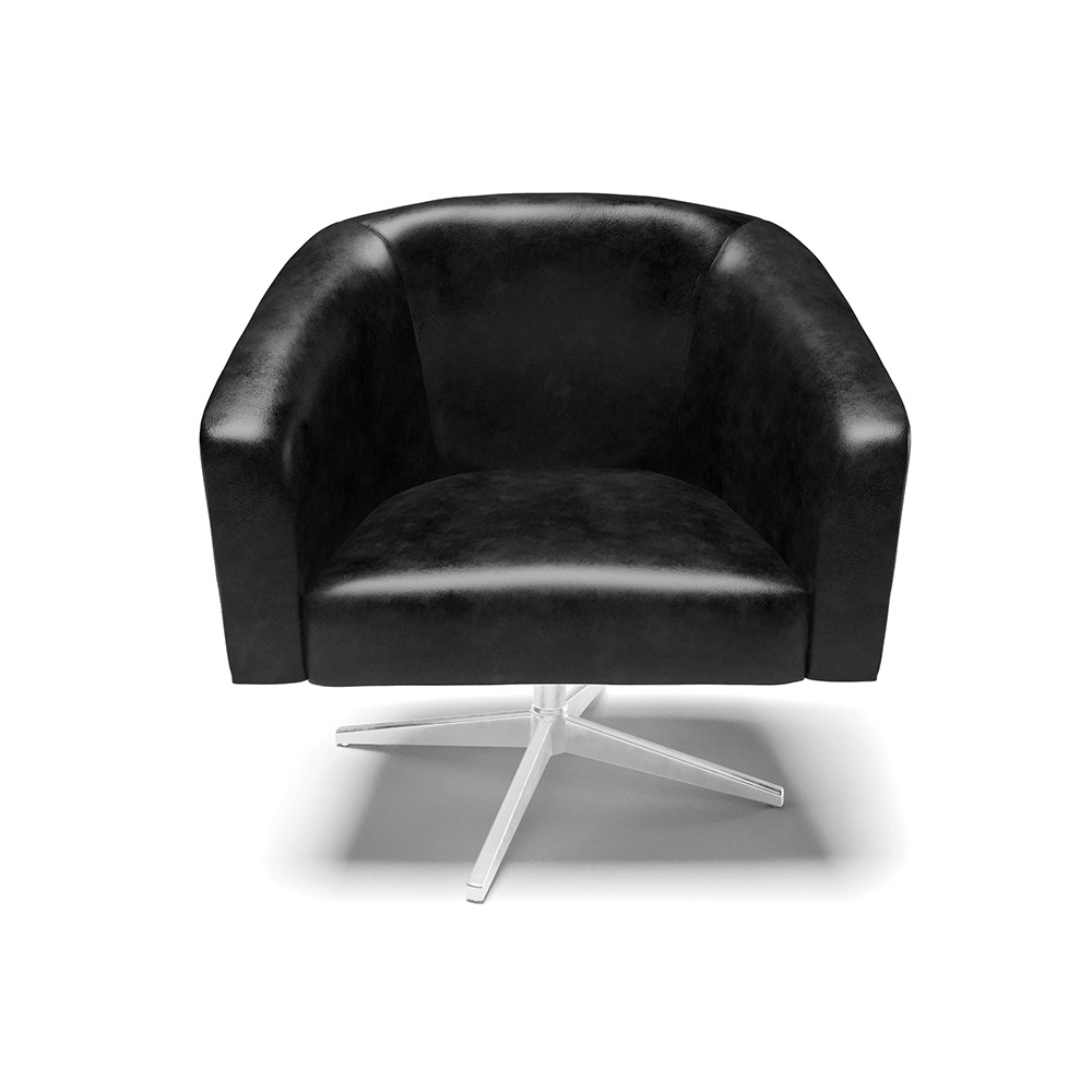 Poltrona Giratória Stella Corano Preto Base Cromada - D'Rossi