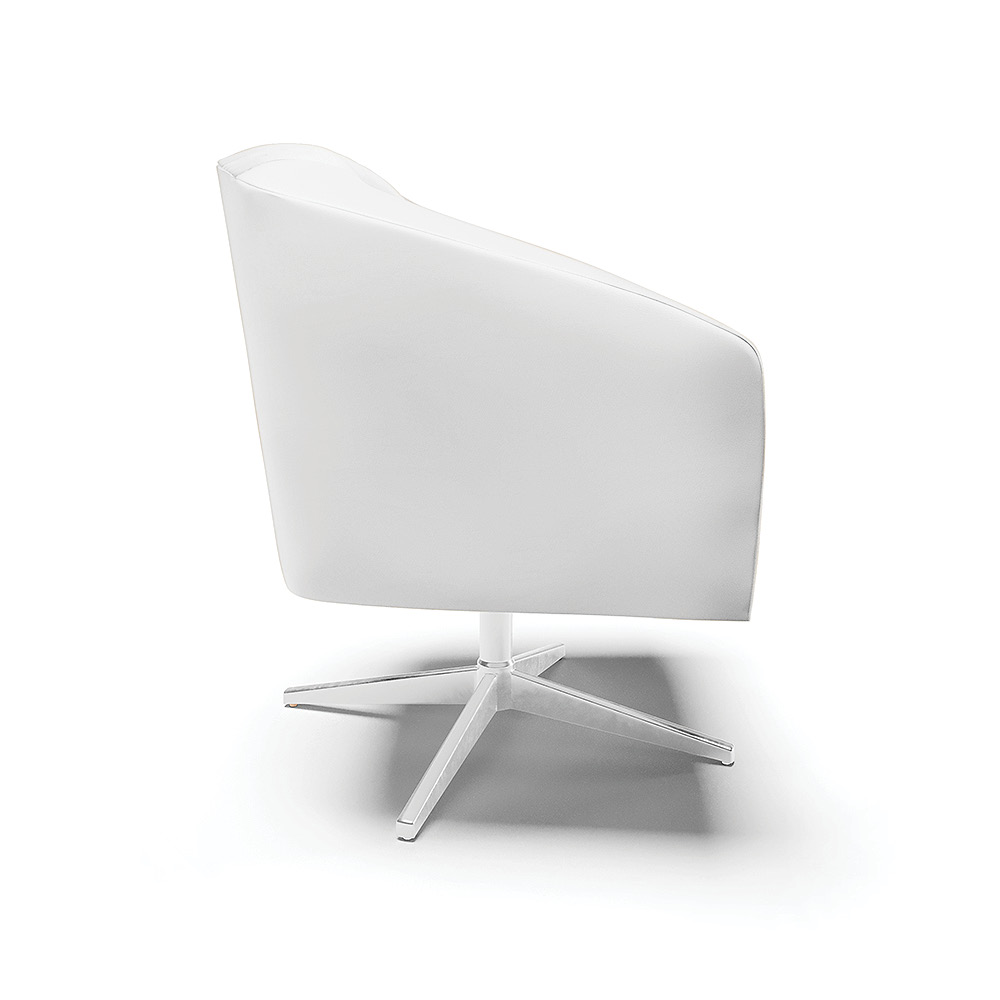 Poltrona Giratória Stella Corino Branco Base Cromada - D'Rossi