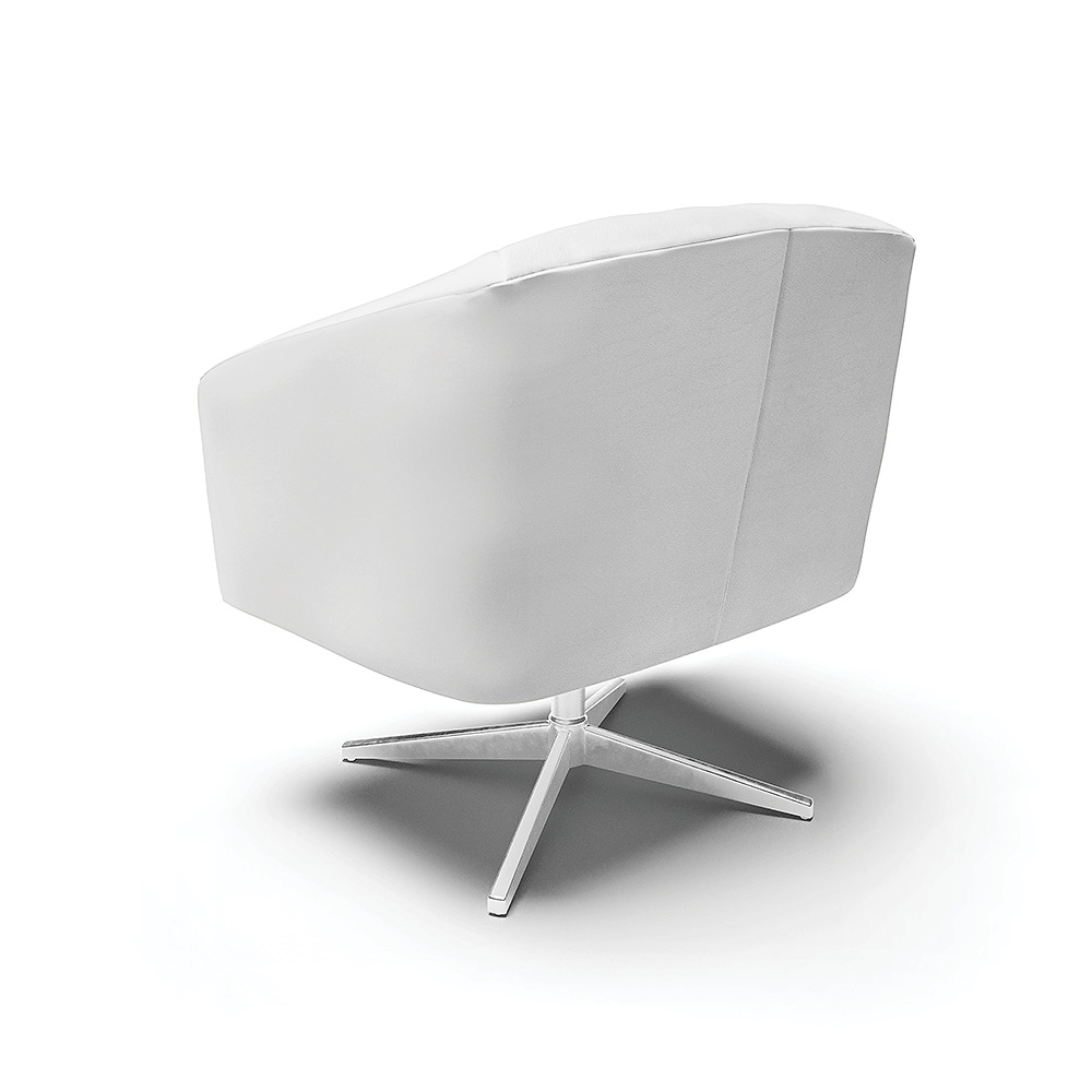 Poltrona Giratória Stella Corino Branco Base Cromada - D'Rossi