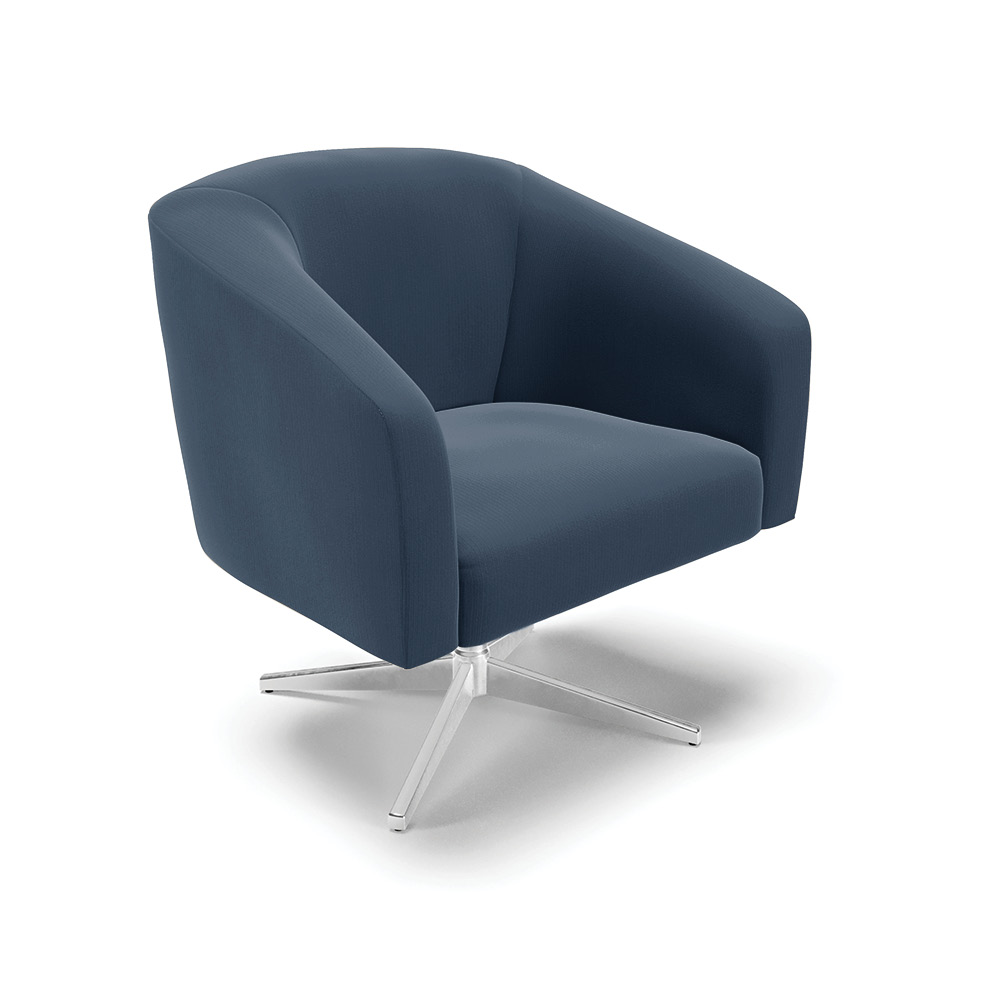 Poltrona Giratória Stella Suede Azul Marinho Base Cromada - D'Rossi