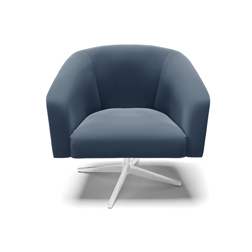 Poltrona Giratória Stella Suede Azul Marinho Base Cromada - D'Rossi