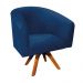 Poltrona Giratória Stella Suede Azul Marinho Base Madeira MM30 - D'Rossi