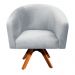 Poltrona Giratória Stella Suede Cinza Base Madeira MM30 - D'Rossi