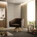 Poltrona Giratória Stella Suede Marrom Base Madeira MA30 - D'Rossi
