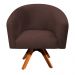 Poltrona Giratória Stella Suede Marrom Base Madeira MM30 - D'Rossi