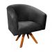 Poltrona Giratória Stella Suede Preto Base Madeira MM30 - D'Rossi