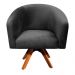 Poltrona Giratória Stella Suede Preto Base Madeira MM30 - D'Rossi