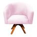 Poltrona Giratória Stella Suede Rosa Bebê Base Madeira MM30 - D'Rossi