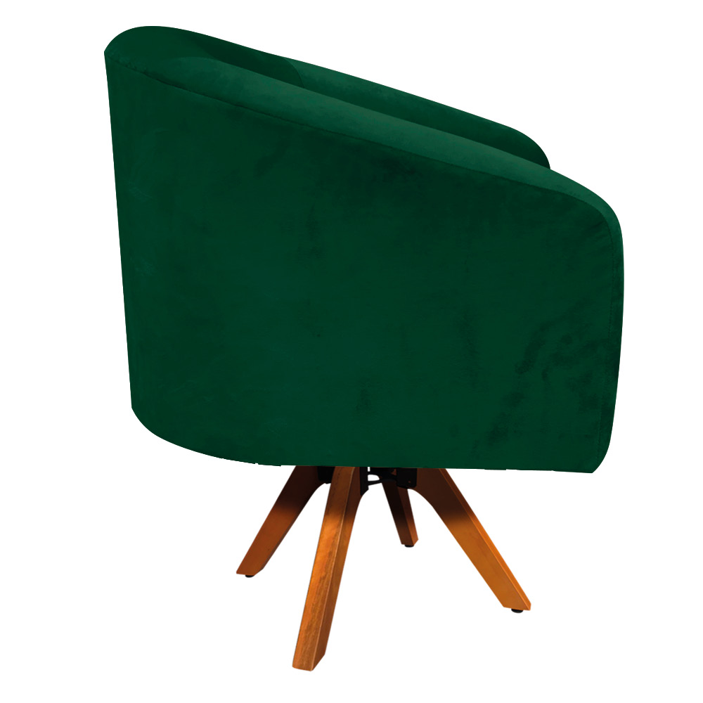 Poltrona Giratória Stella Suede Verde Base Madeira MM30 - D'Rossi