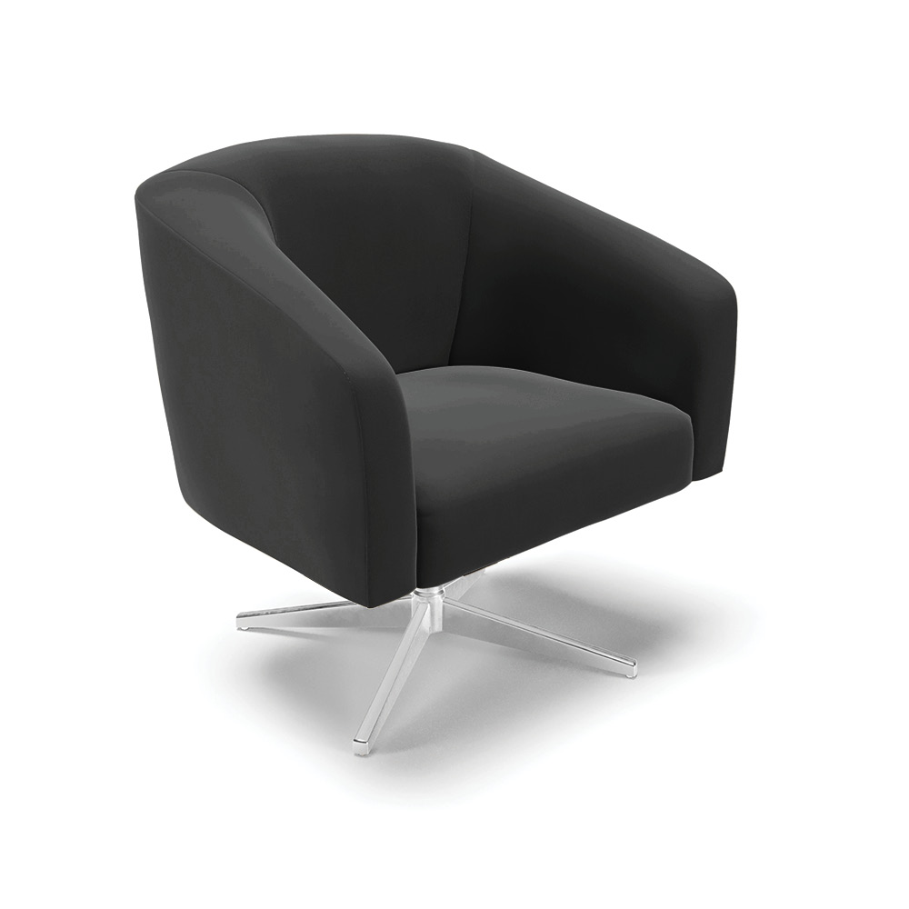 Poltrona Giratória Stella Veludo Preto Base Cromada - D'Rossi