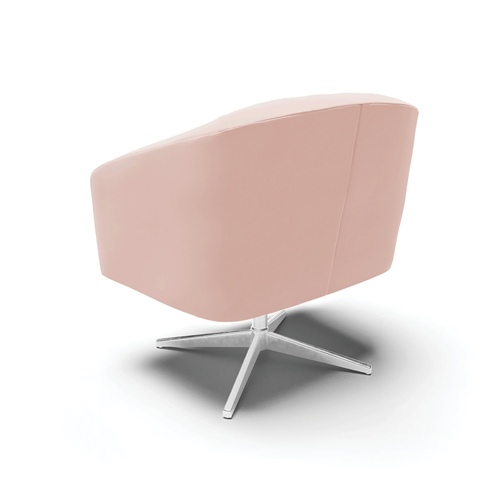 Poltrona Giratória Stella Veludo Rosê Base Cromada - D'Rossi