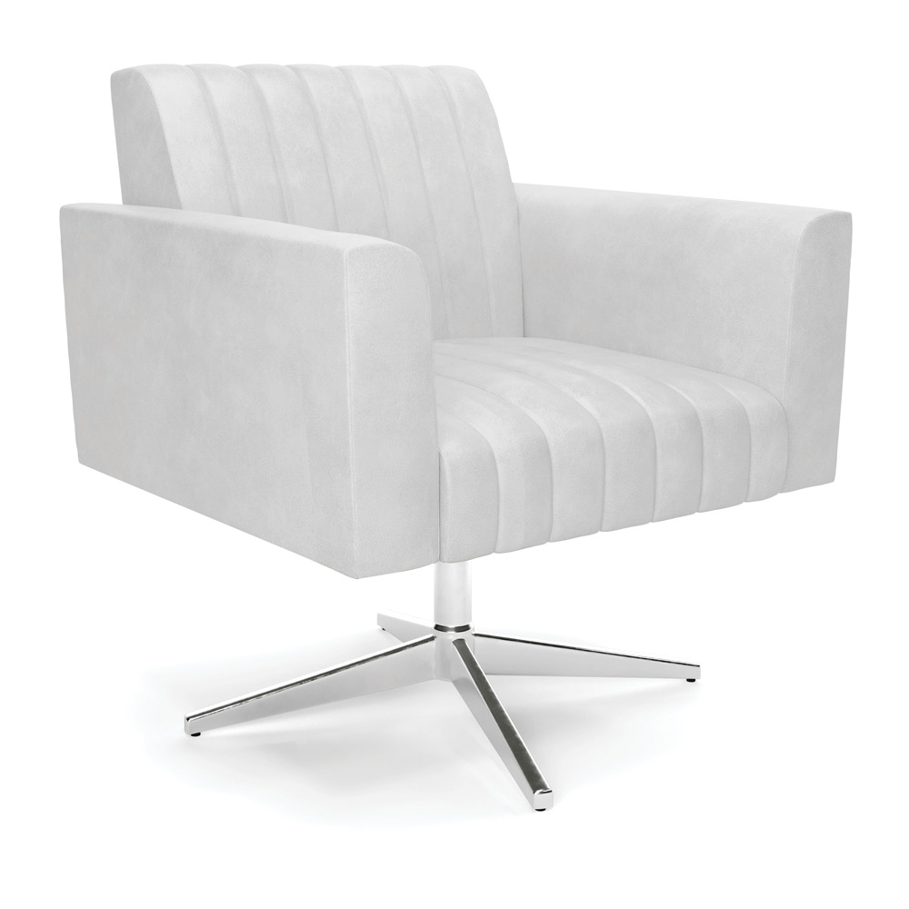 Poltrona Giratória Viena Gomada Corano Branco Base Cromada - D'Rossi