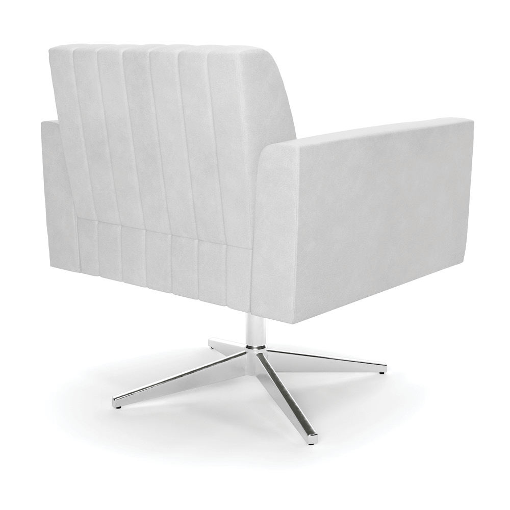 Poltrona Giratória Viena Gomada Corano Branco Base Cromada - D'Rossi