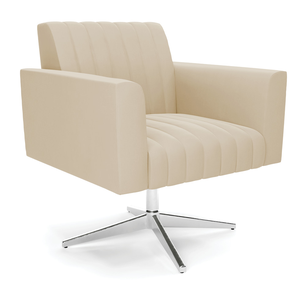 Poltrona Giratória Viena Gomada Suede Base Cromada - D'Rossi