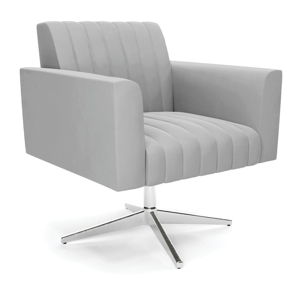 Poltrona Giratória Viena Gomada Suede Cinza Base Cromada - D'Rossi