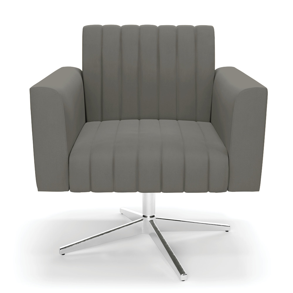 Poltrona Giratória Viena Gomada Suede Grafite Base Cromada - D'Rossi
