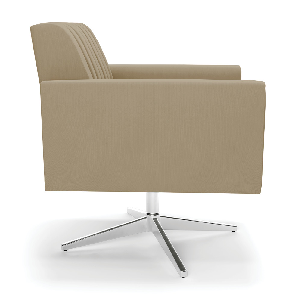 Poltrona Giratória Viena Gomada Suede Marrom Rato Base Cromada - D'Rossi