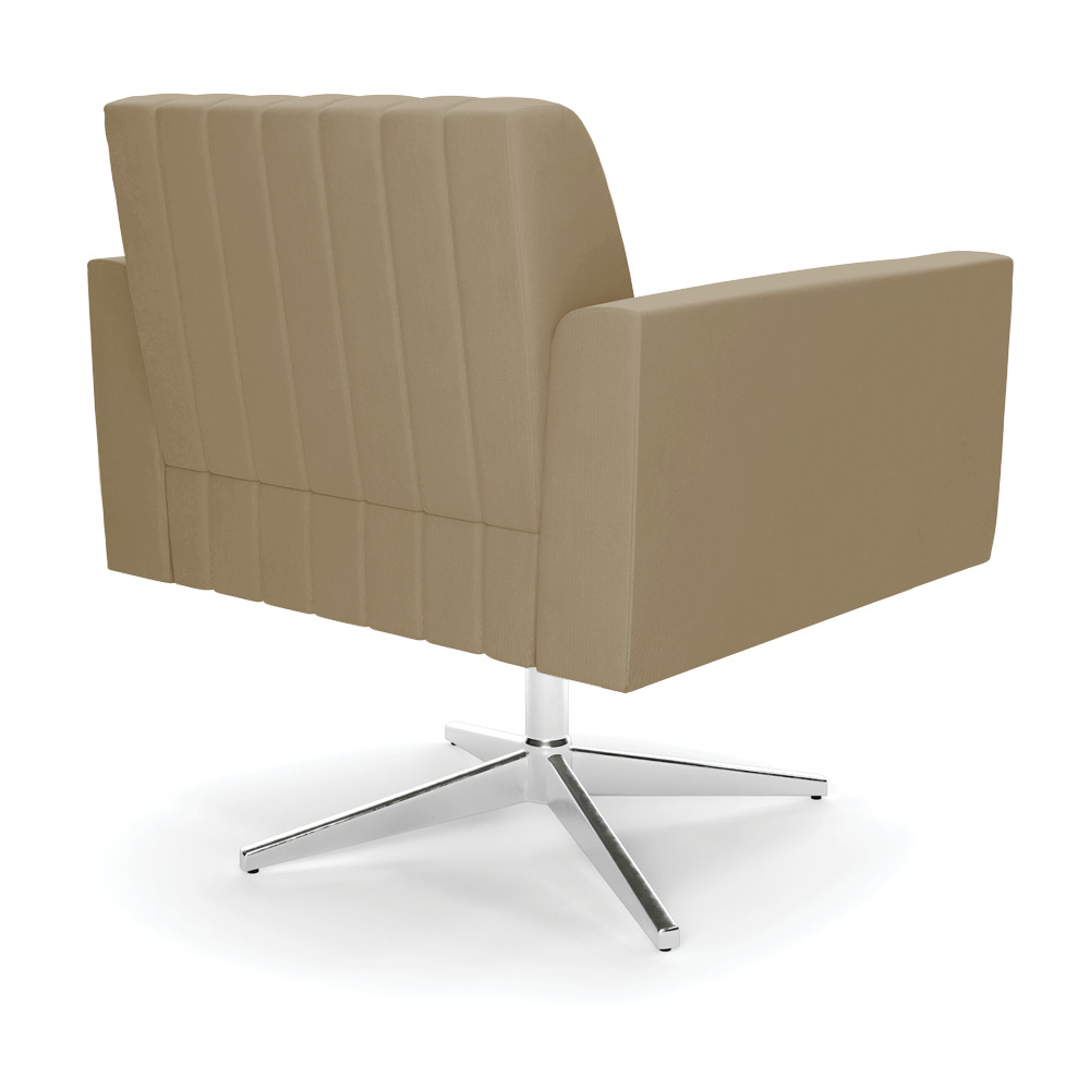 Poltrona Giratória Viena Gomada Suede Marrom Rato Base Cromada - D'Rossi
