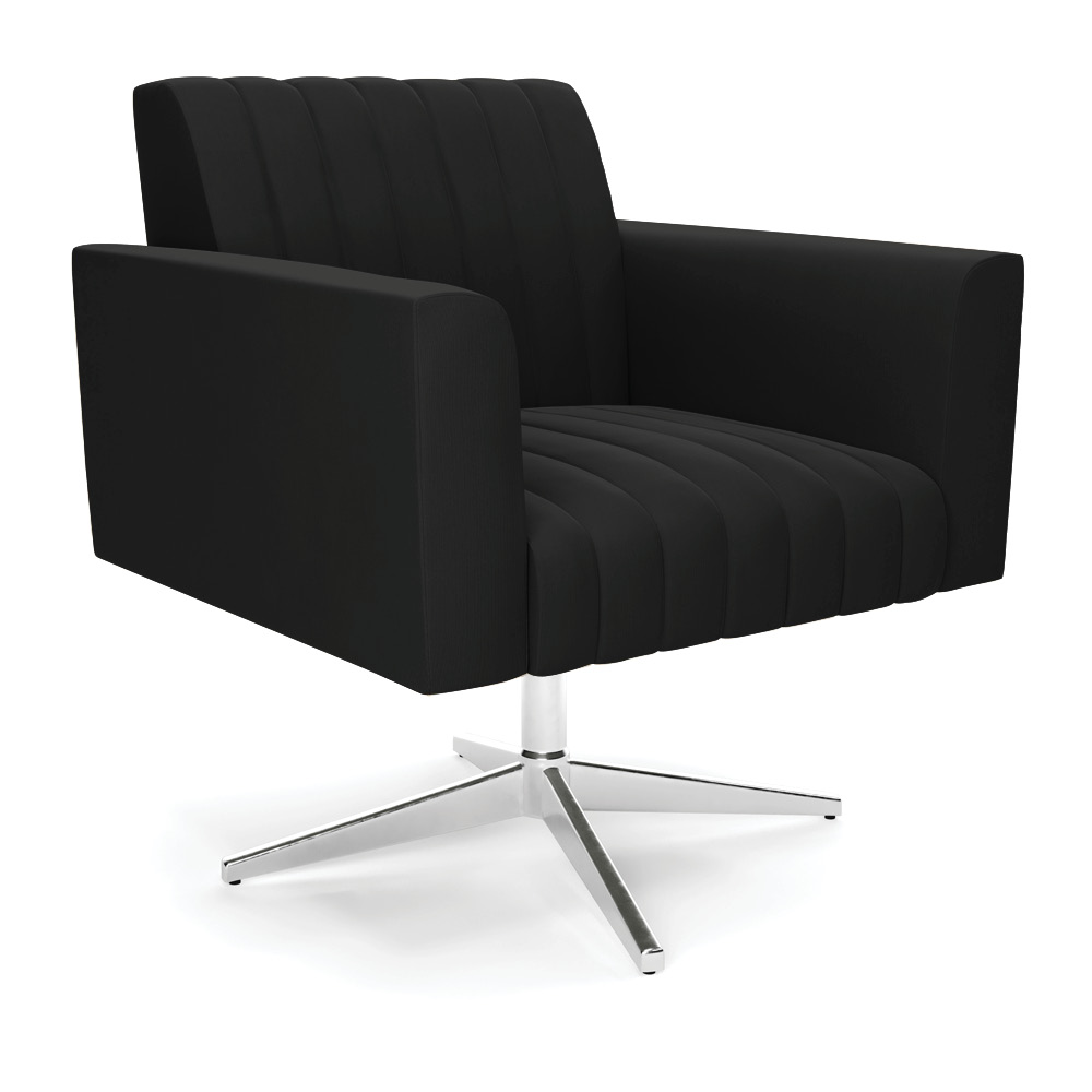 Poltrona Giratória Viena Gomada Suede Preto Base Cromada - D'Rossi