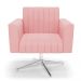 Poltrona Giratória Viena Gomada Suede Rosê Base Cromada - D'Rossi