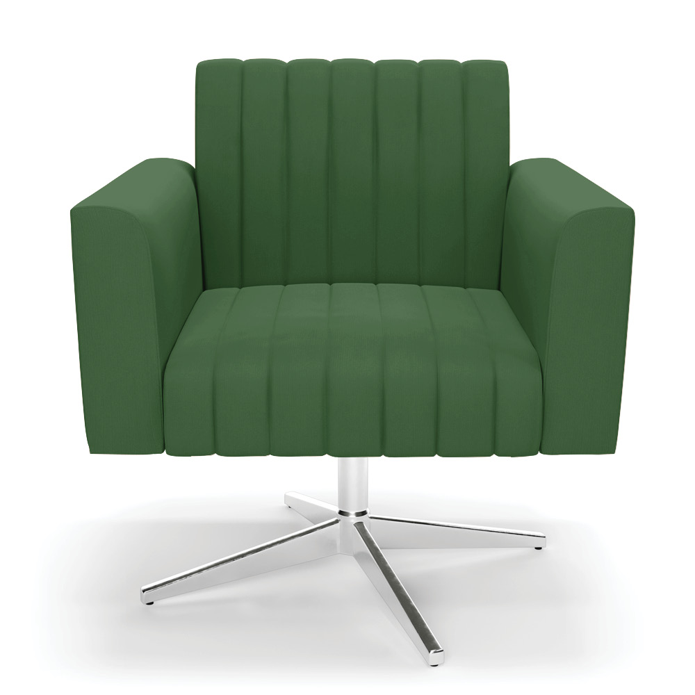 Poltrona Giratória Viena Gomada Suede Verde Base Cromada - D'Rossi