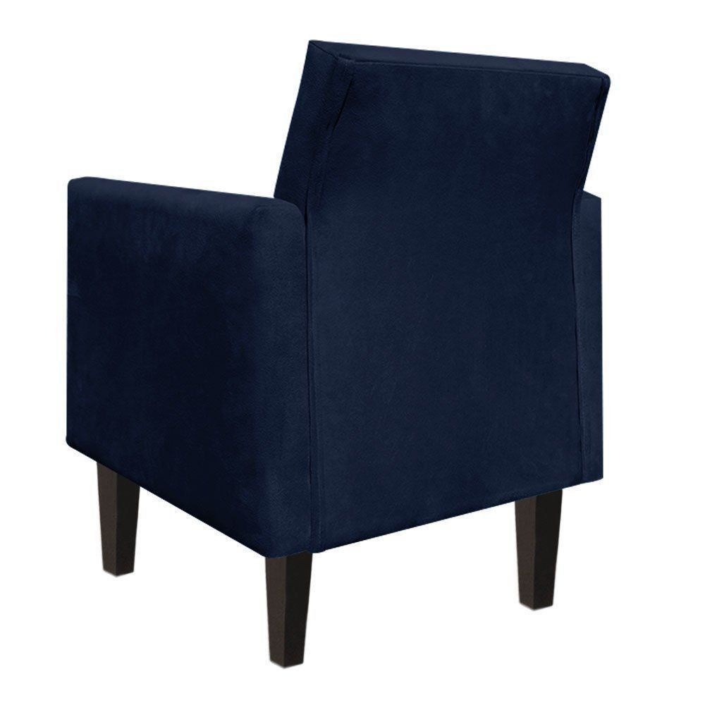 Poltrona Jade Suede Azul Marinho Pés Chanfrado Tabaco D'Rossi
