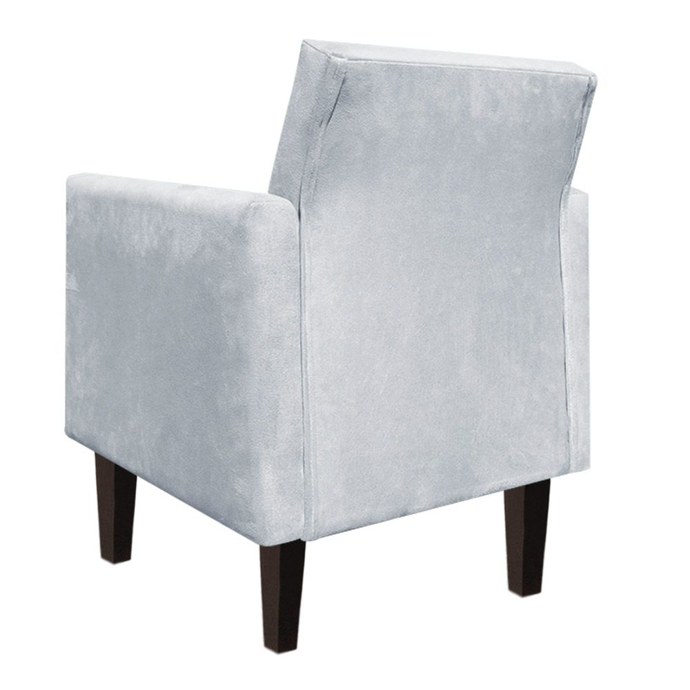 Poltrona Jade Suede Cinza Pés Chanfrado D'Rossi