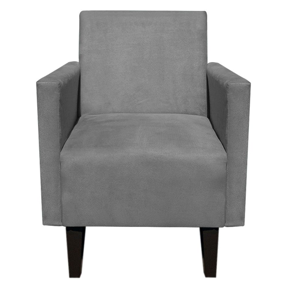 Poltrona Jade Suede Grafite Pés Chanfrado Tabaco D'Rossi