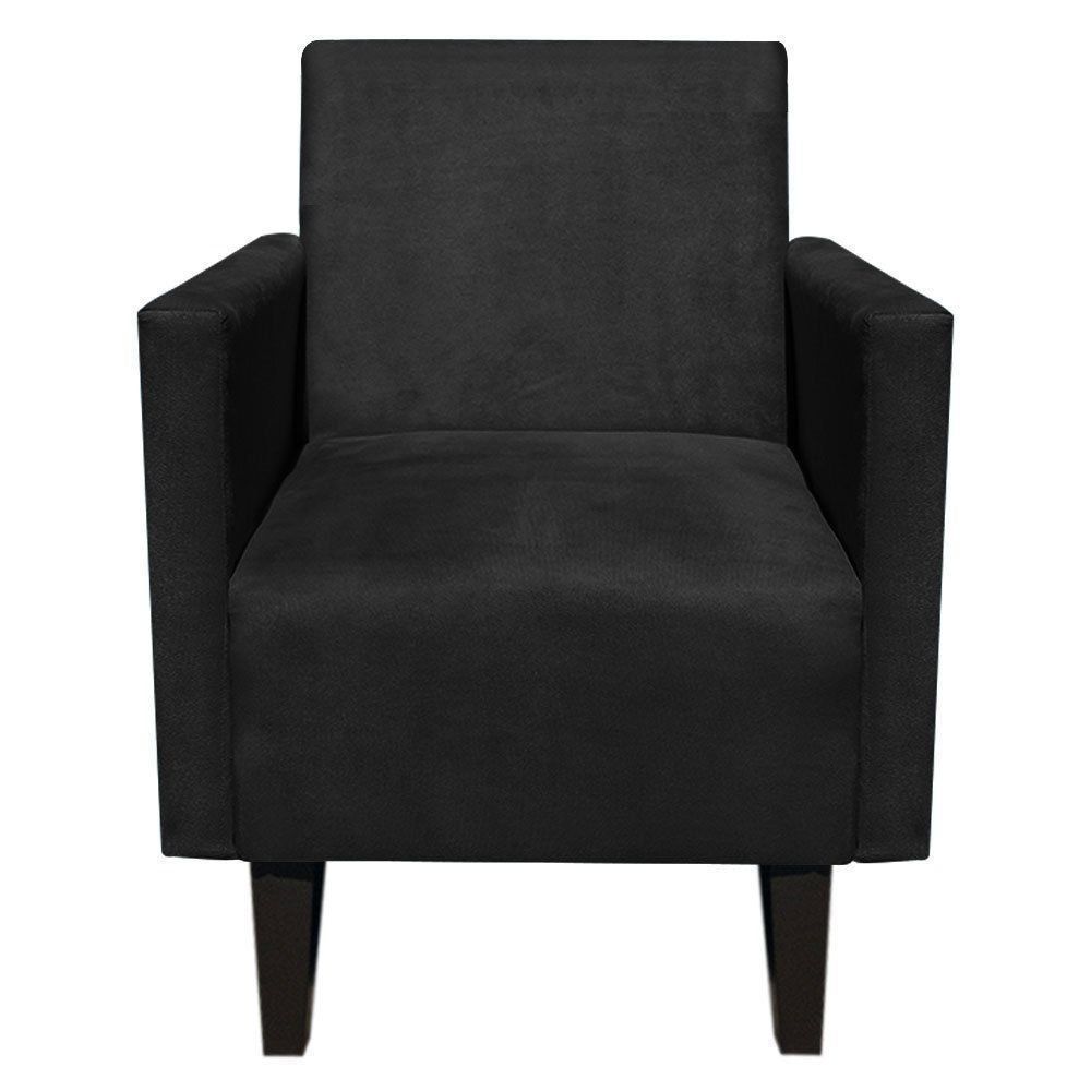 Poltrona Jade Suede Preto Pés Chanfrado Tabaco D'Rossi
