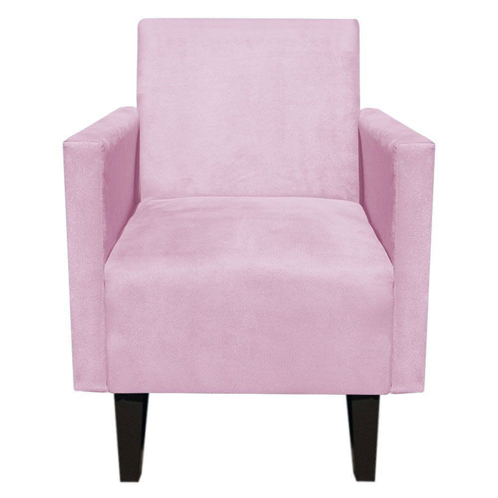Poltrona Jade Suede Rosa Bebê Pés Chanfrado Tabaco D'Rossi