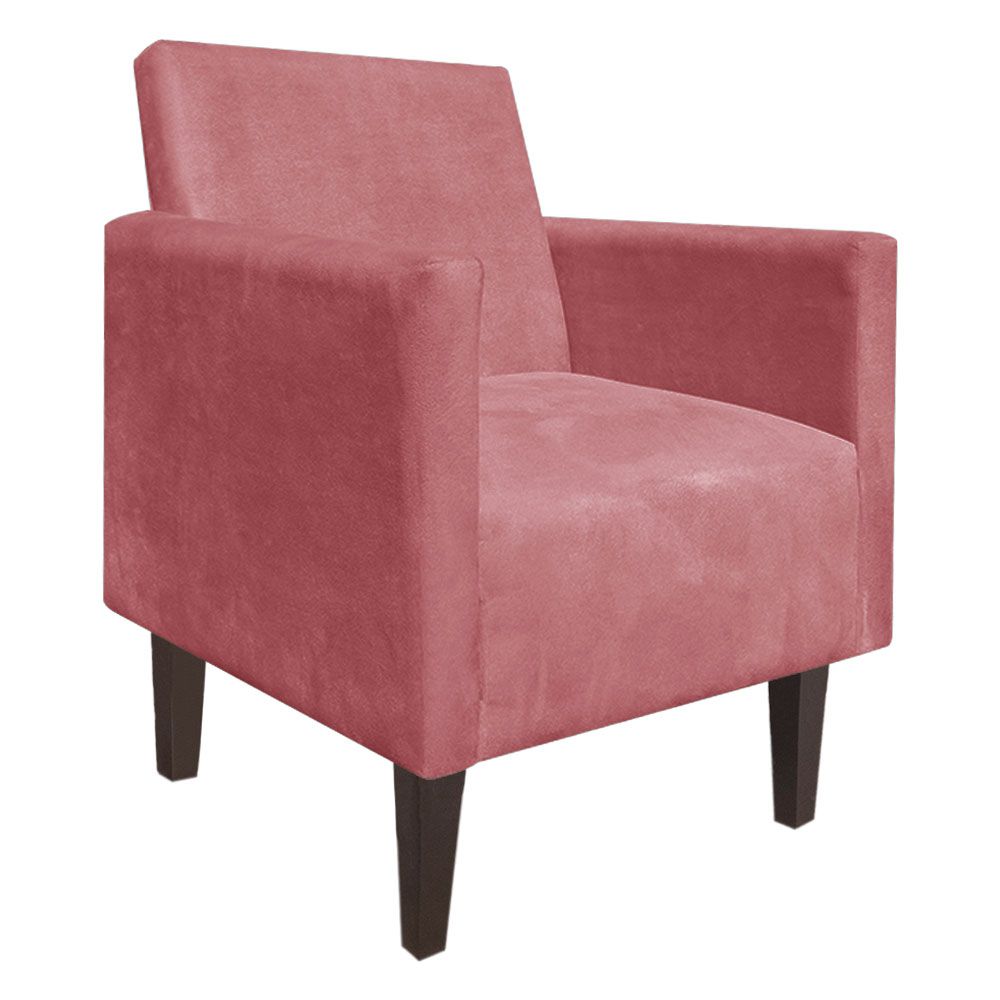 Poltrona Jade Suede Rose Pés Chanfrado Tabaco Tabaco D'Rossi
