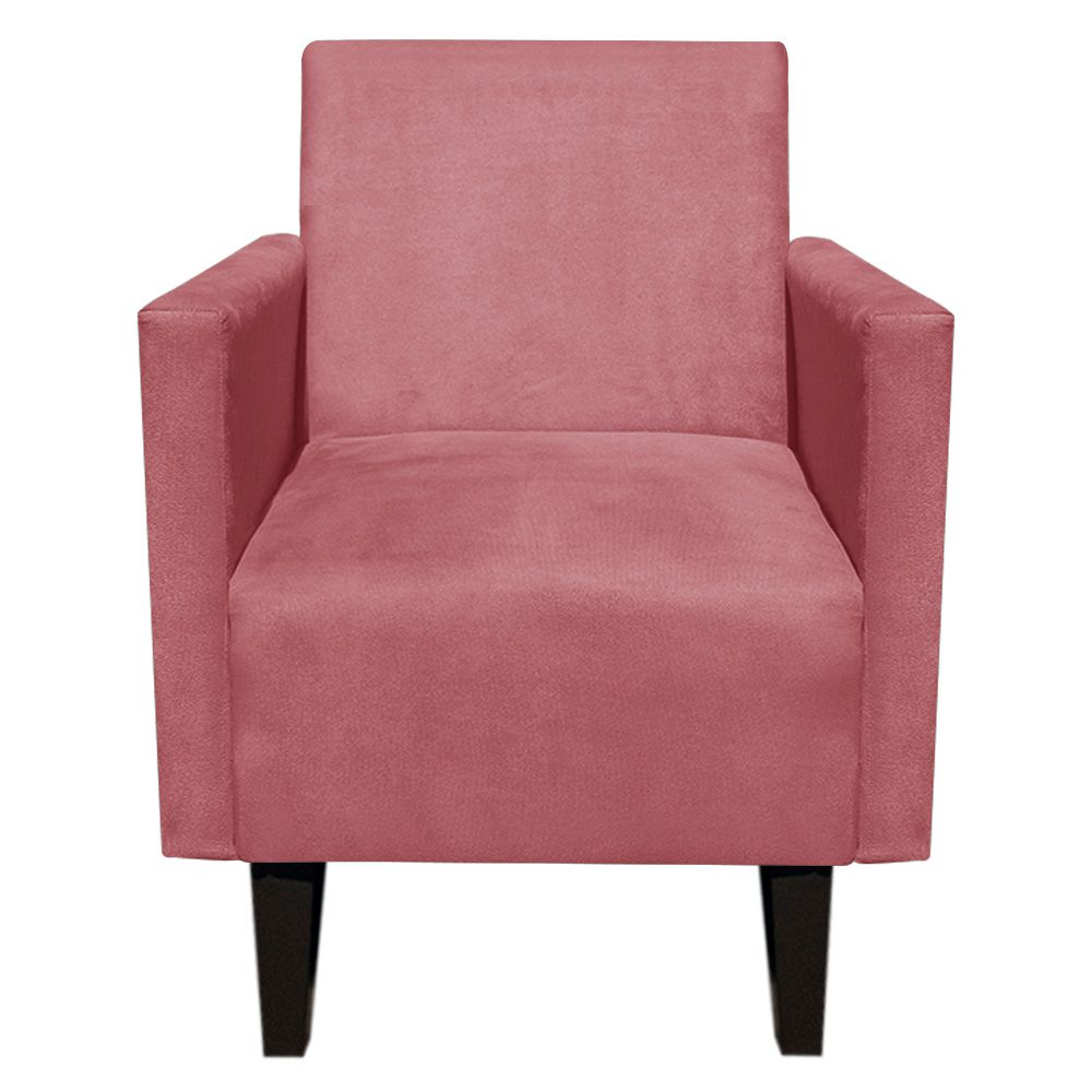 Poltrona Jade Suede Rose Pés Chanfrado Tabaco Tabaco D'Rossi
