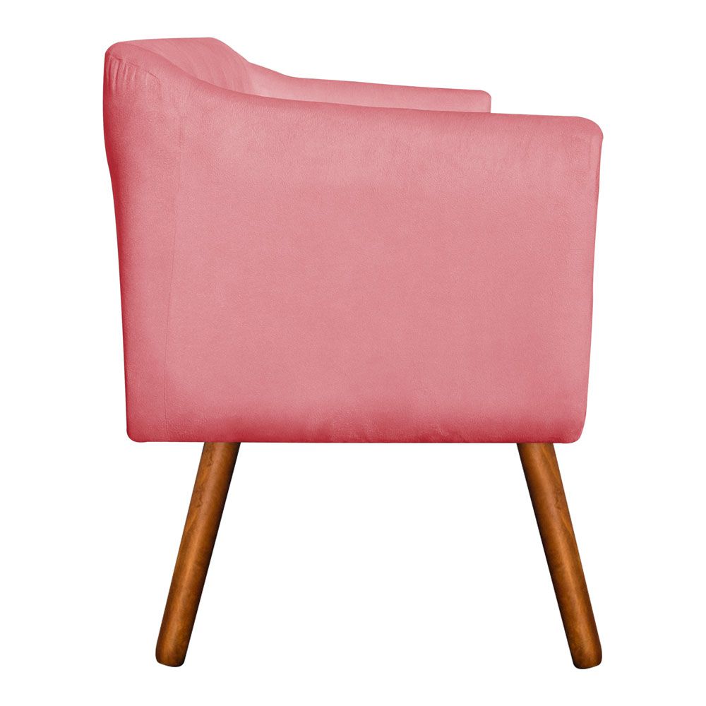 Poltrona Julia Suede Rose Pés Palito Castanho - D'Rossi