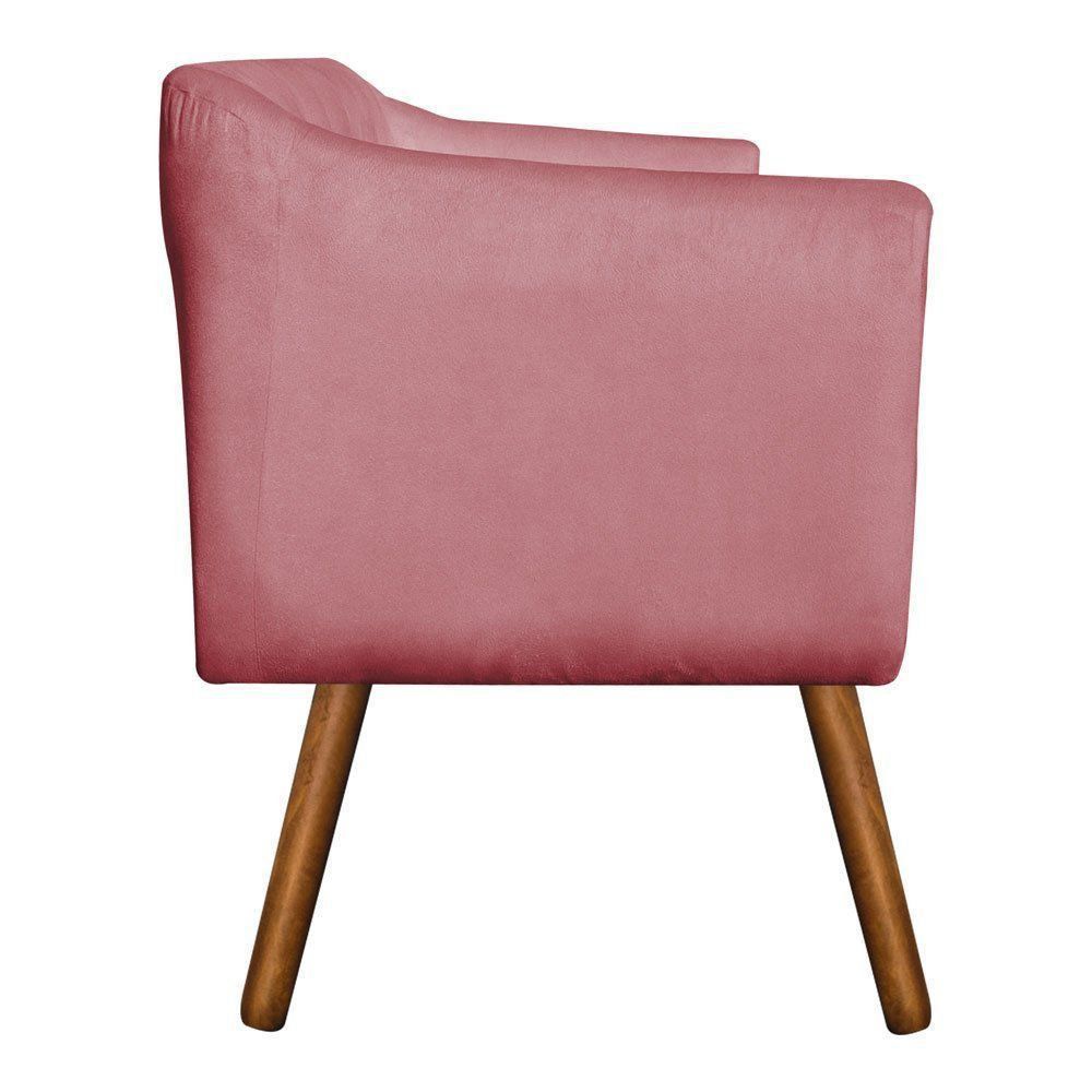 Poltrona Julia Suede Rose Pés Palito Castanho D'Rossi