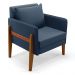 Poltrona Lana Suede Azul Marinho Base de Madeira - D'Rossi