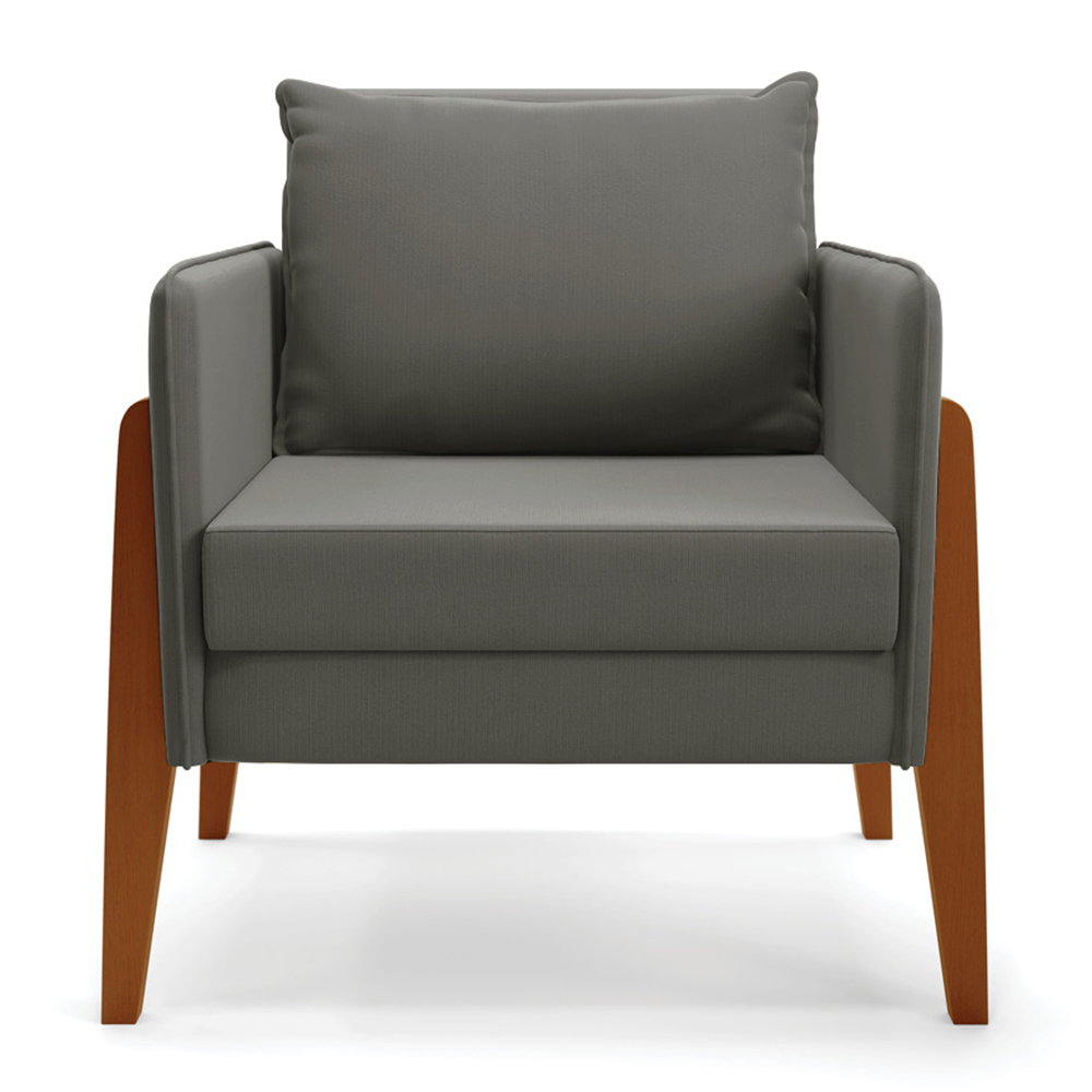 Poltrona Lana Suede Grafite Base de Madeira - D'Rossi