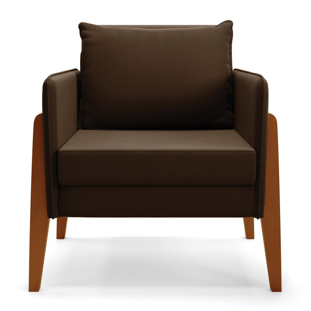 Poltrona Lana Suede Marrom Base de Madeira - D'Rossi