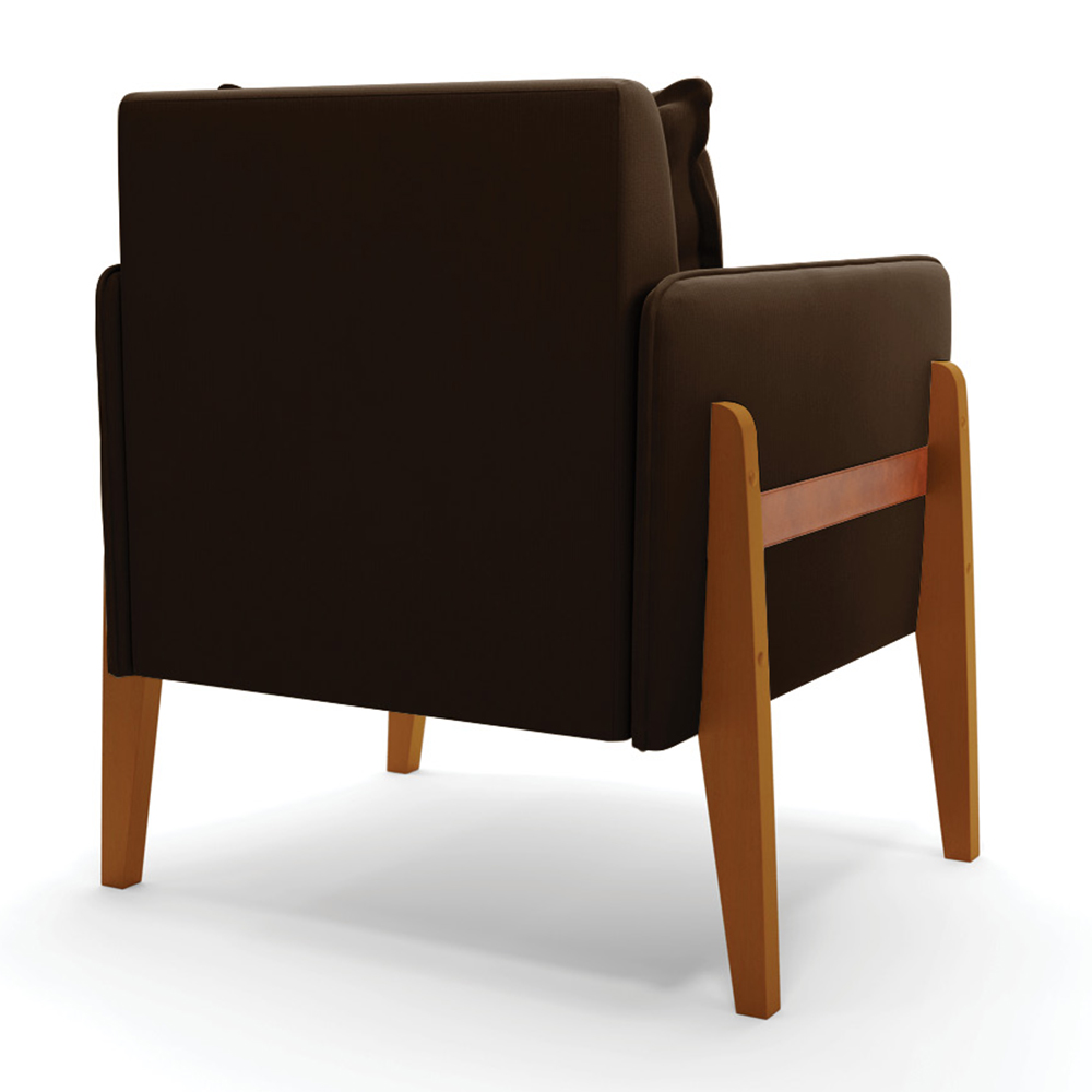 Poltrona Lana Suede Marrom Base de Madeira - D'Rossi