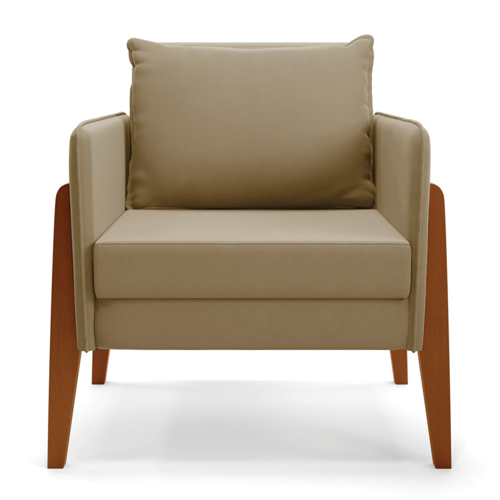 Poltrona Lana Suede Marrom Rato Base de Madeira - D'Rossi