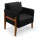 Poltrona Lana Suede Preto Base de Madeira - D'Rossi