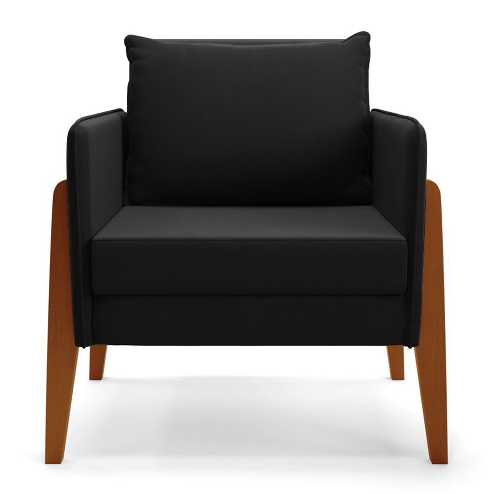 Poltrona Lana Suede Preto Base de Madeira - D'Rossi
