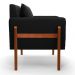 Poltrona Lana Suede Preto Base de Madeira - D'Rossi