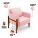 Poltrona Lana Suede Rosa Bebê Base de Madeira - D'Rossi