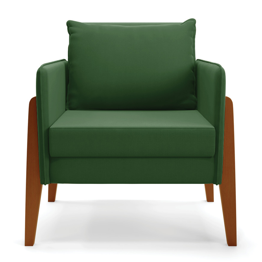 Poltrona Lana Suede Verde Base de Madeira - D'Rossi
