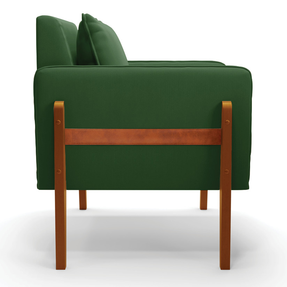 Poltrona Lana Suede Verde Base de Madeira - D'Rossi