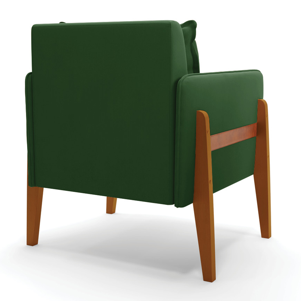 Poltrona Lana Suede Verde Base de Madeira - D'Rossi
