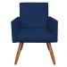 Poltrona Larissa Suede Azul Marinho Pés Palito Castanho D'Rossi