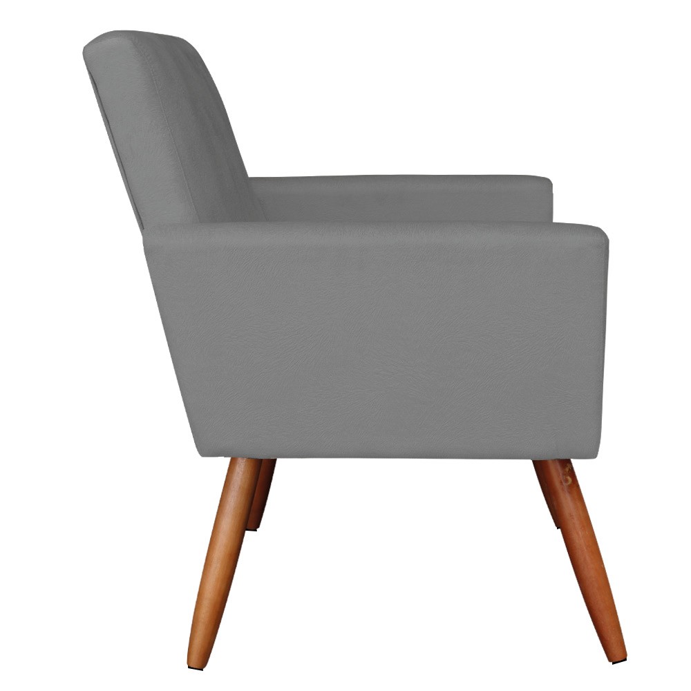 Poltrona Larissa Suede Grafite Pés Palito Castanho D'Rossi